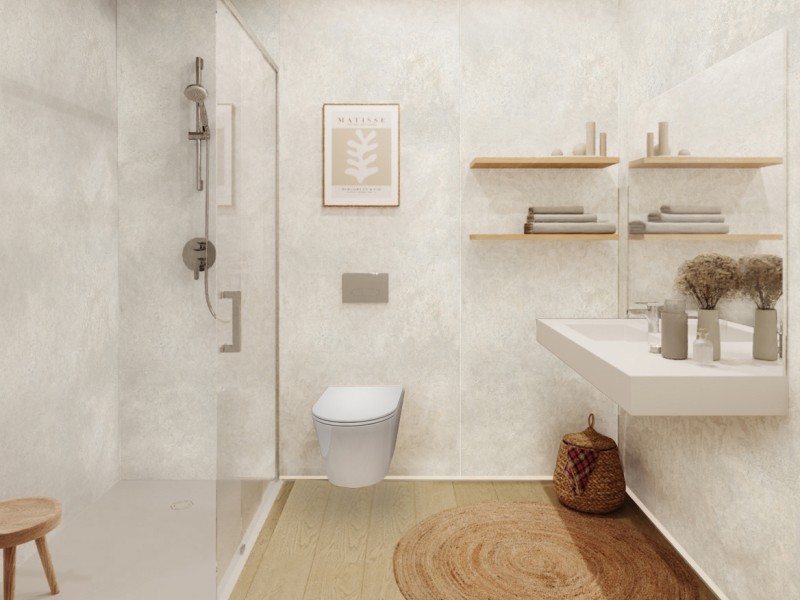 Ejemplo de baño en una vivienda de Gran Tyrio. Infografía orientativa a concretar en el desarrollo del proyecto.