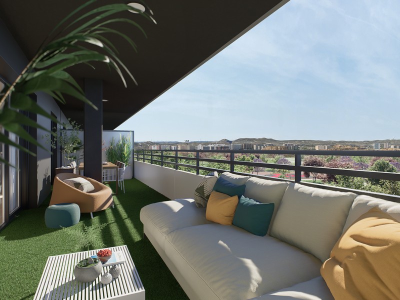 Terraza del Edificio Minuetto. Infografía orientativa a concretar en el desarrollo del proyecto.