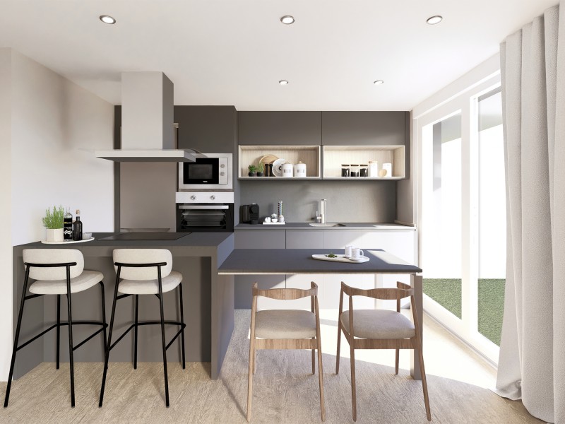 Infografía orientativa a concretar en el desarrollo del proyecto. Cocina perteneciente a escalera 10 y 11