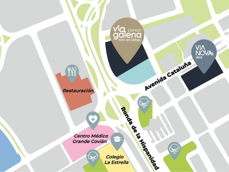 Plano de situación del Edificio Vía Galena en la Avenida Cataluña, Zaragoza