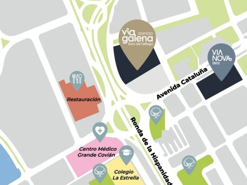 Plano de situación del Edificio Vía Galena en la Avenida Cataluña, Zaragoza