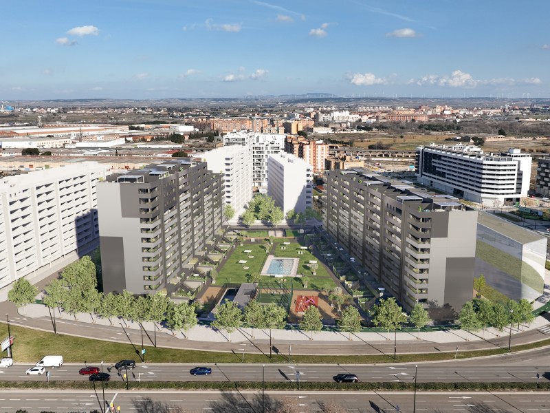 Vista aérea del Edificio Vía Galena. Infografía orientativa a concretar en el desarrollo del proyecto