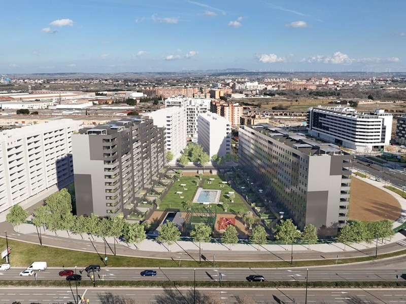 Vista aérea del Edificio Vía Galena. Infografía orientativa a concretar en el desarrollo del proyecto